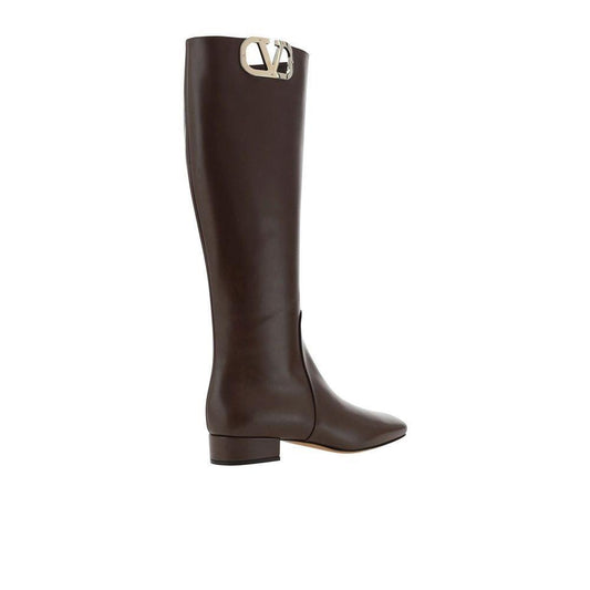 Valentino Garavani Leather Logo Boots VA-8735605817556-EU35.5/US5.5