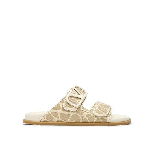 Valentino Garavani Bicolor Fabric Strap-On Sandals