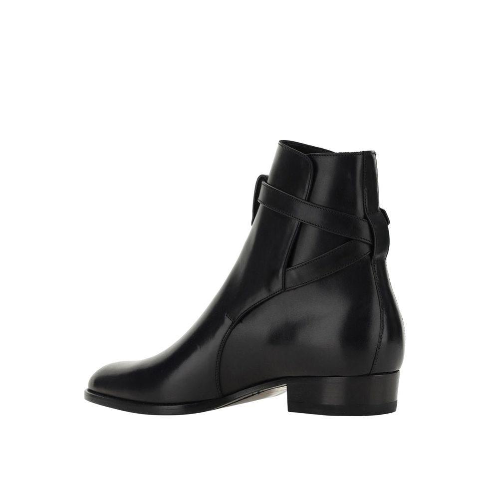 Saint Laurent Black Calfskin Ankle Boots