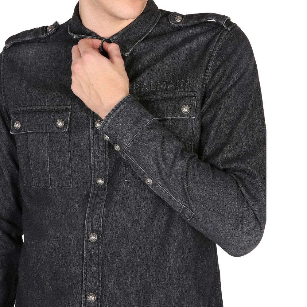 Balmain Black Denim Shirt