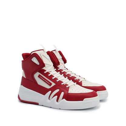Giuseppe Zanotti Red Calfskin High Top Sneakers