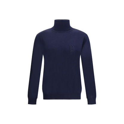 Valentino Blue Fleece Wool Turtleneck