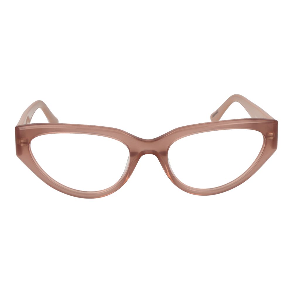 Guess Pink Women Glasses Frame, rose full-rim cat eye acetate with demo lenses, 53-18-145 size, includes branded case.