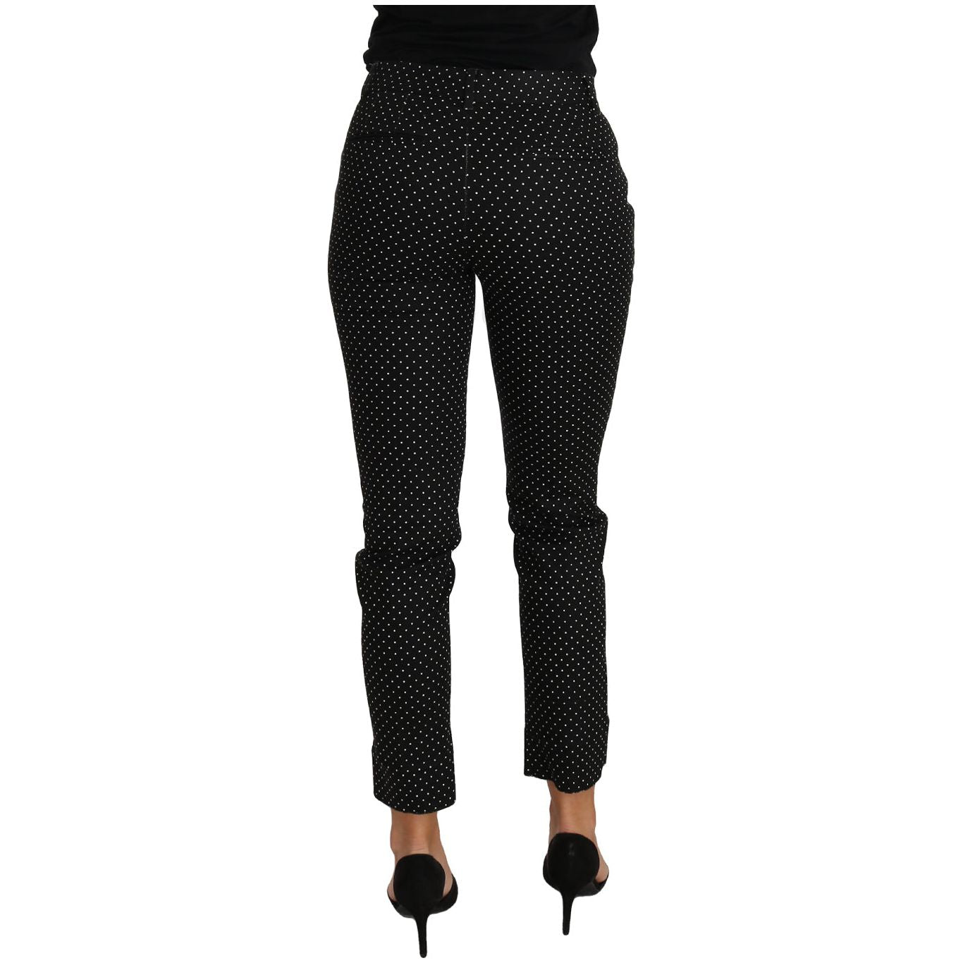 Dolce & Gabbana Black Dress Polka Dot Cropped Straight Pants PAN61092-38
