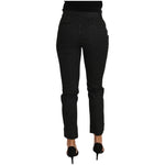Dolce & Gabbana Black Dress Polka Dot Cropped Straight Pants PAN61092-38