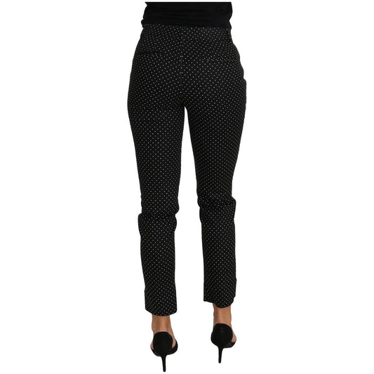 Dolce & Gabbana Black Dress Polka Dot Cropped Straight Pants PAN61092-38
