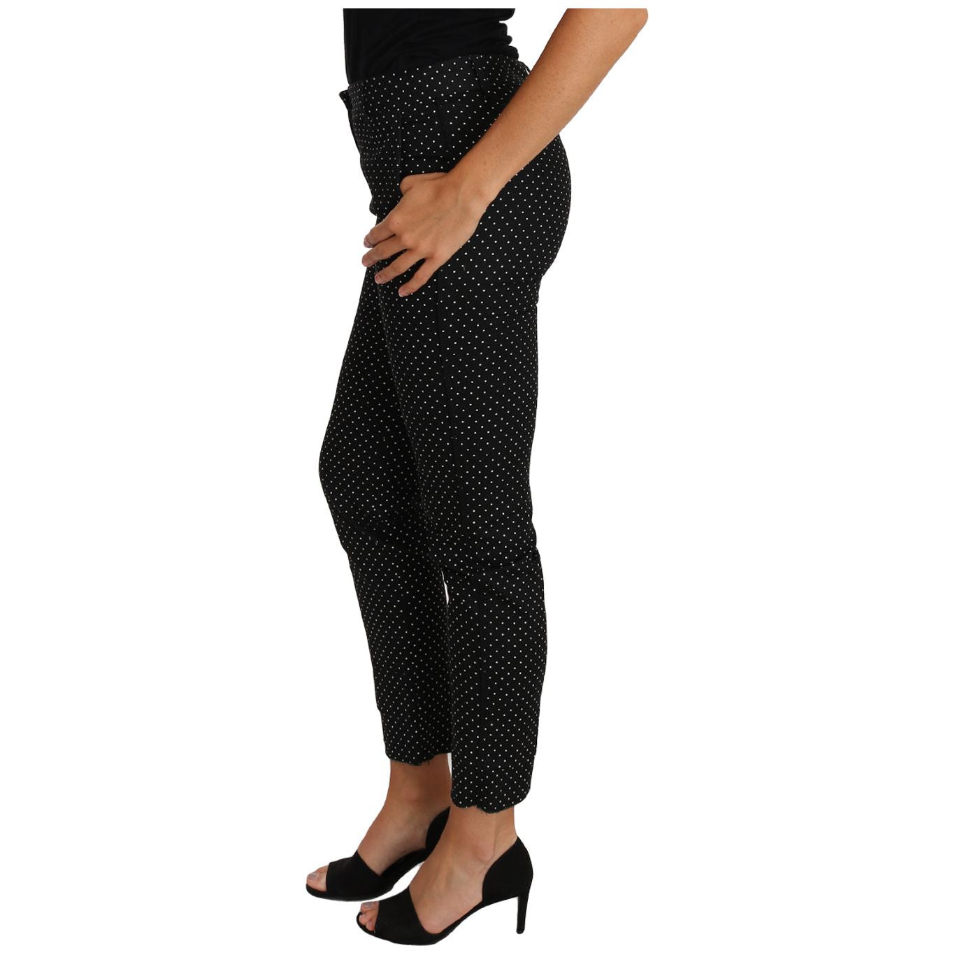 Dolce & Gabbana Black Dress Polka Dot Cropped Straight Pants PAN61092-38
