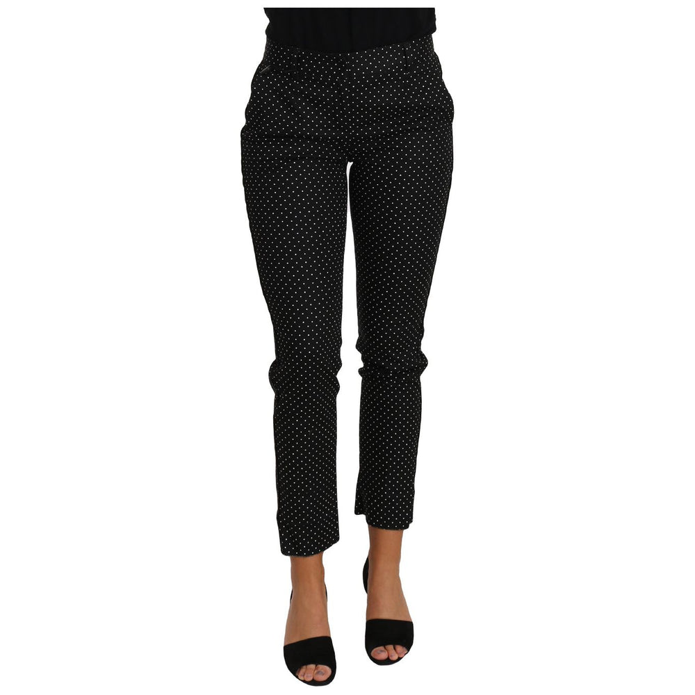 Dolce & Gabbana Black Dress Polka Dot Cropped Straight Pants PAN61092-38