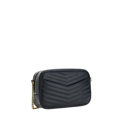 Saint Laurent Black Calf Leather Bos Taurus Shoulder Bag with quilted design and chain strap