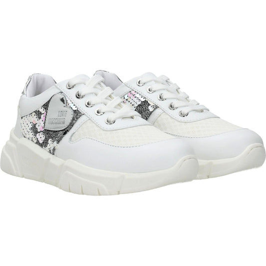 Love Moschino White Fabric Chunky Sneakers