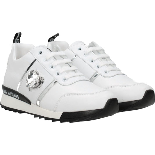 Love Moschino White Leather Low Tops