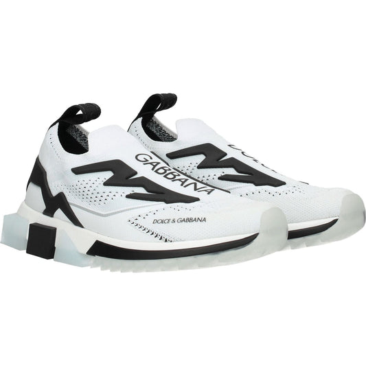Dolce & Gabbana White Fabric Athletic Sneakers
