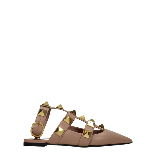 Valentino Garavani Pink Leather Flat Sandals VA-8547150496009-EU36.5/US6.5