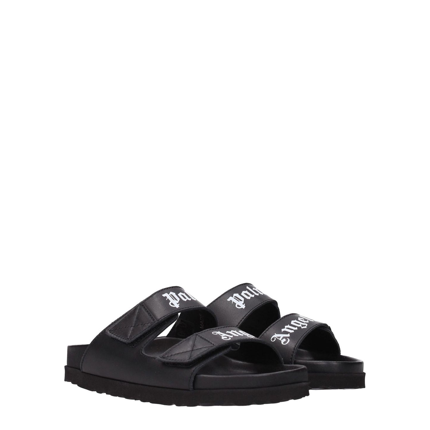 Palm Angels Black Leather Slippers