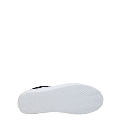 Sole view of Marcelo Burlon Black Fabric Slip-On Loafers with rubber sole and round toe.