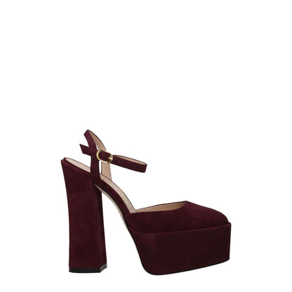 Stuart Weitzman Red Leather Platform Sandals