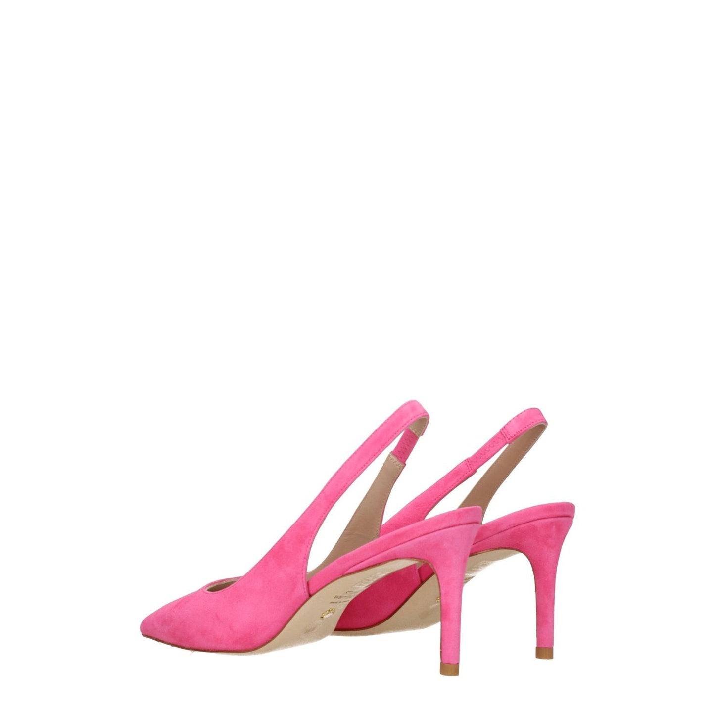 Stuart Weitzman Pink Leather High Heel Pumps, suede sandals, pointy toe, 7.5 cm mid heels, casual style with leather sole.