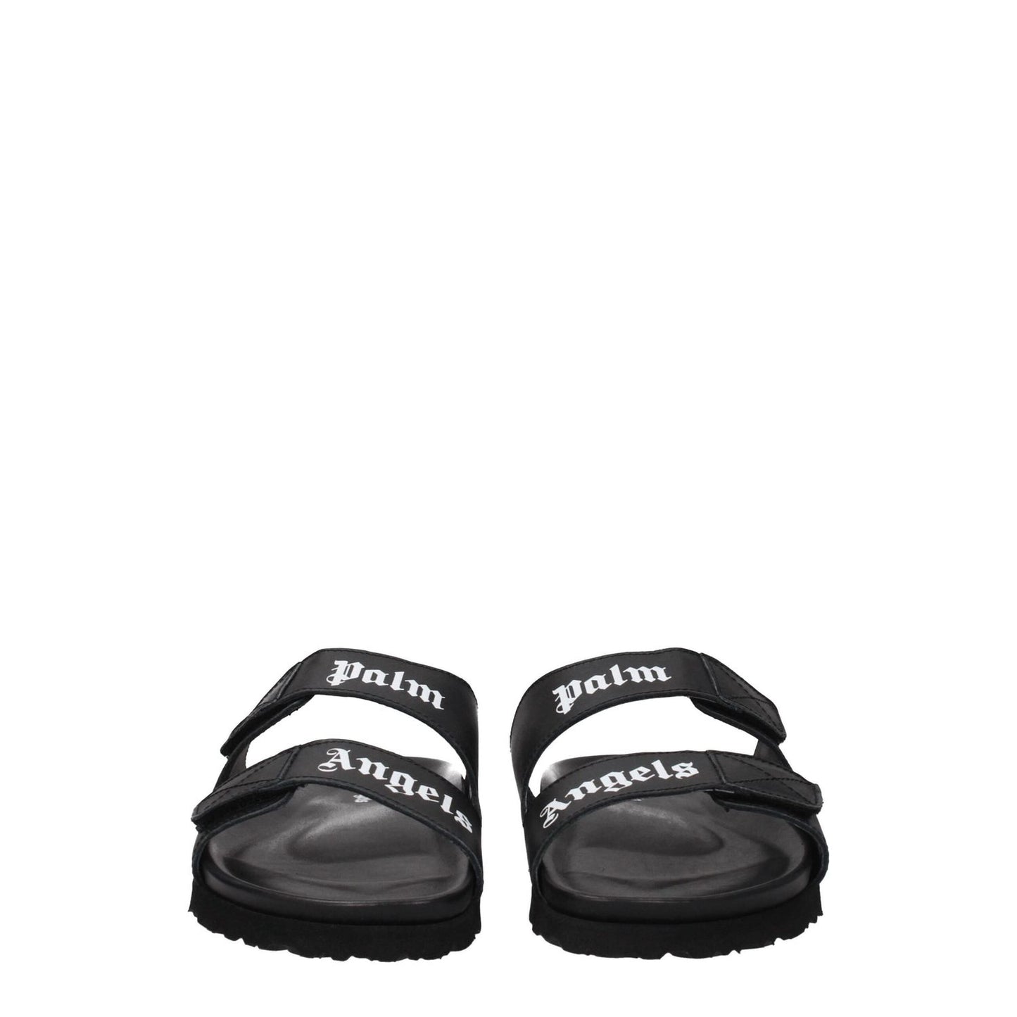Palm Angels Black Leather Slippers
