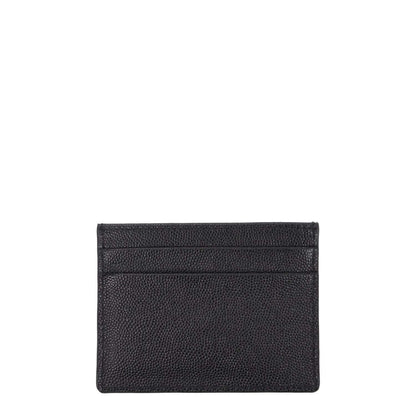 Palm Angels Black Leather Cardholder with front logo and five slots, sleek design, style: street, measurements: 8x10.5 cm.
