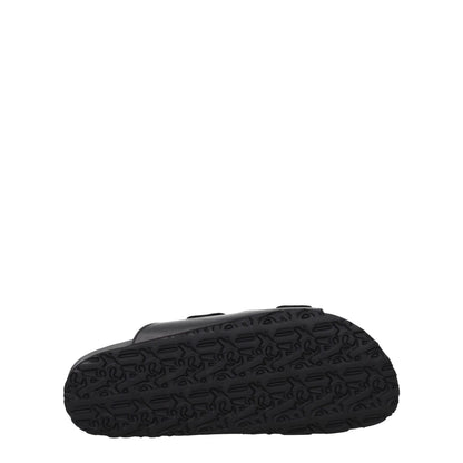 Palm Angels Black Leather Slippers