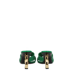Dolce & Gabbana Green Leather Flat Sandals