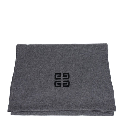 Givenchy Gray Wool Scarf made of 70% wool and 30% cashmere, featuring a logo design. Casual style in Wolf Grey. MPN: BP007RP0H7097