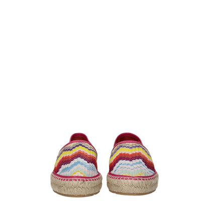 Missoni Multicolor Fabric Espadrilles, vintage style with leather and rubber sole, featuring a round toe and low flat heel.