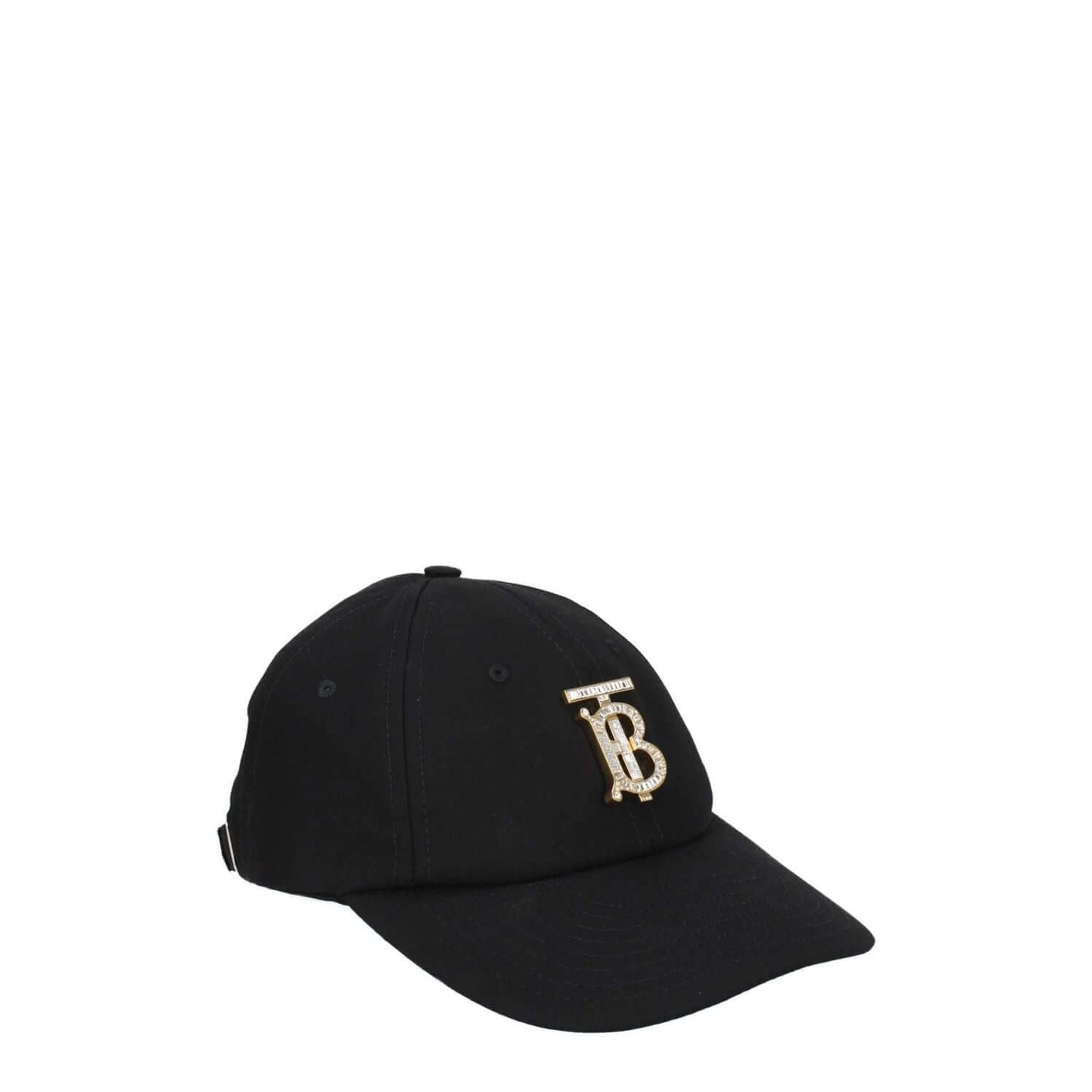 Burberry Black Cotton Cap (Baseball Hat) with adjustable strap and front rhinestone logo, style: casual, material: cotton, MPN 8063756.