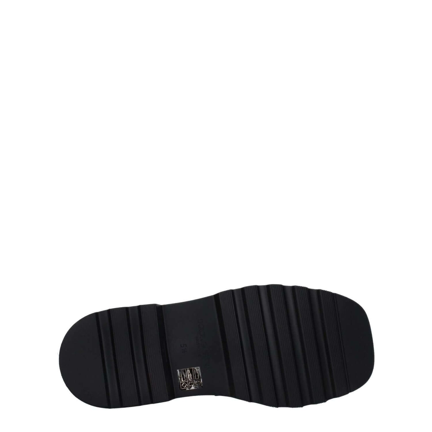 Sole of Dolce & Gabbana Black Leather Slip-On Loafers with rubber grip, MPN A30204A120380999, casual style, mid heel