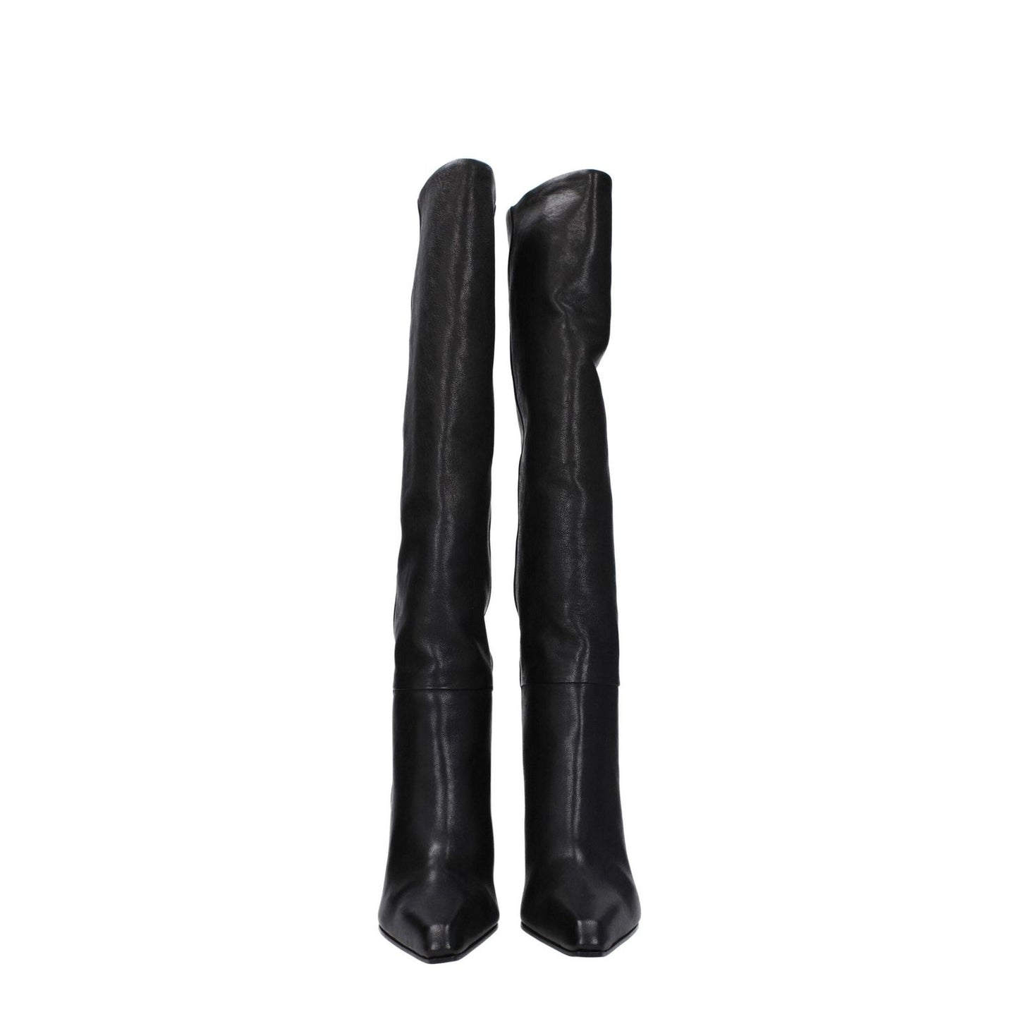 Paris Texas Black Leather High Heel Boots