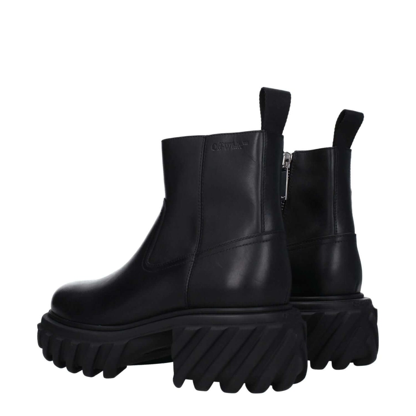 Off-White Black Leather Ankle Boots