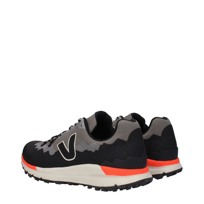 Veja Gray Fabric Athletic Sneakers with side logo, lace-up closure, and rubber sole, featuring black secondary color accents.