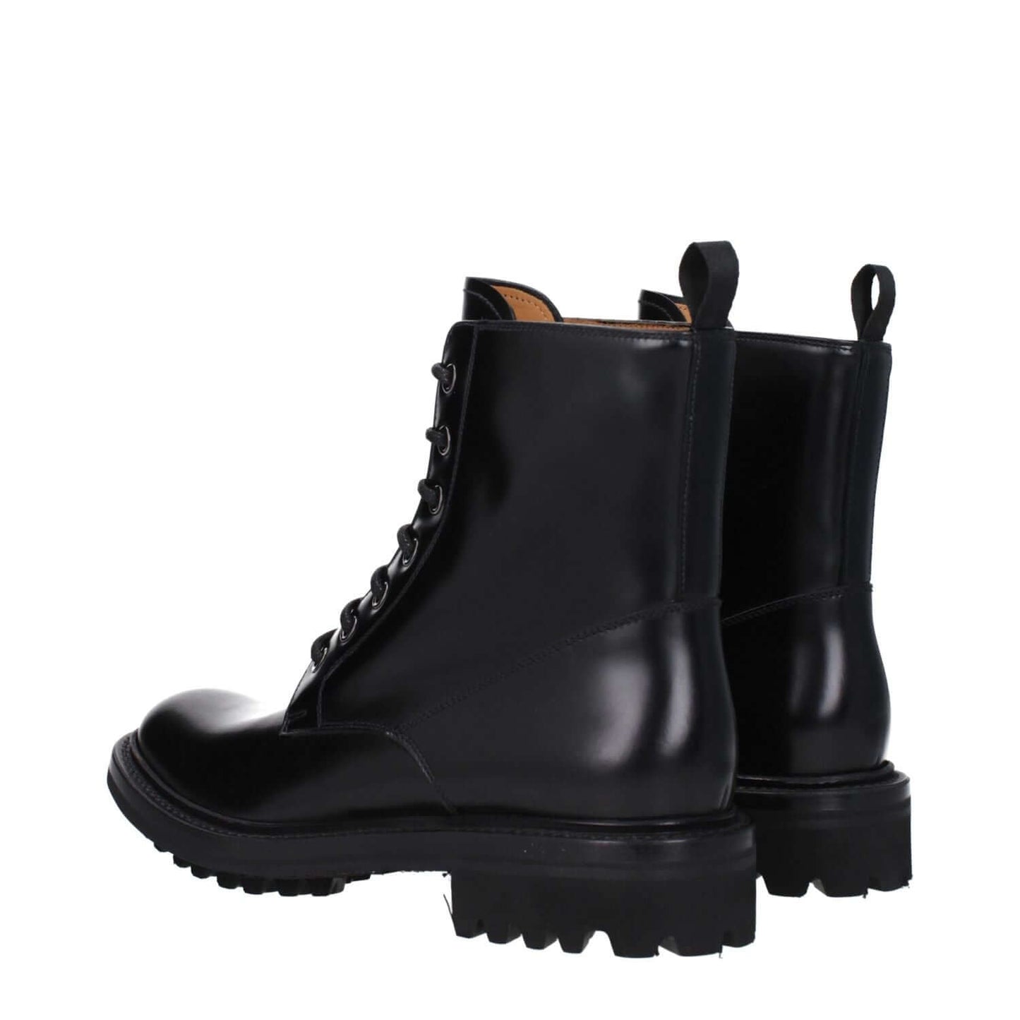 Church's Black Leather Ankle Boots with vintage effect, lace-up closure, rubber sole, round toe, low flat heel, MPN DT01739SN000F0AAB.