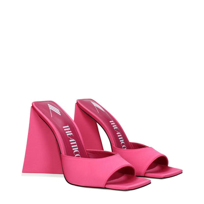 The Attico Pink Fabric Platform Sandals with high heels, open toe design, and leather sole, style S000V015026, MPN F79908.