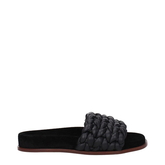 Chloé Black Leather Slippers - Casual open toe design, low flat heel, crafted from premium black leather, style MPN CHC22S557X6001.