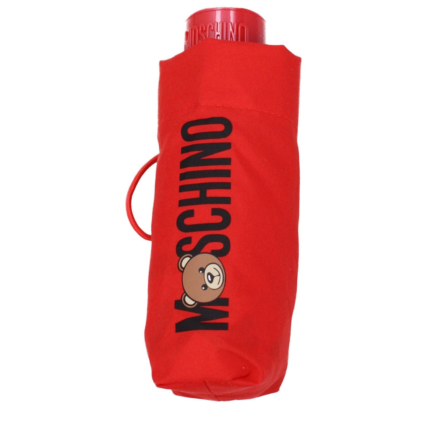 Moschino Red Polyester Umbrella with logo design and clips closure style, MPN 8430SUPERMINIC, bright red casual accessory.