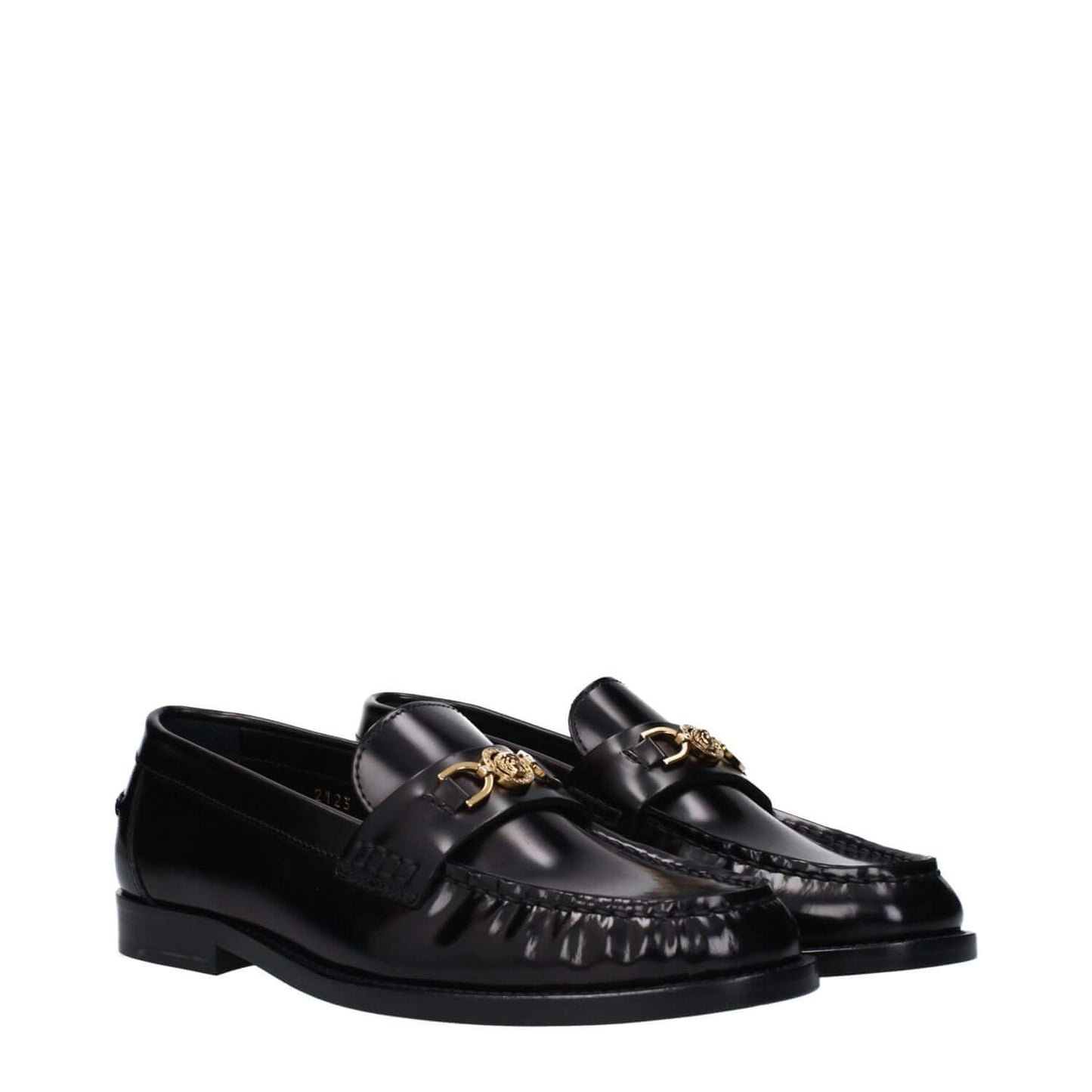 Versace Black Leather Slip-On Loafers