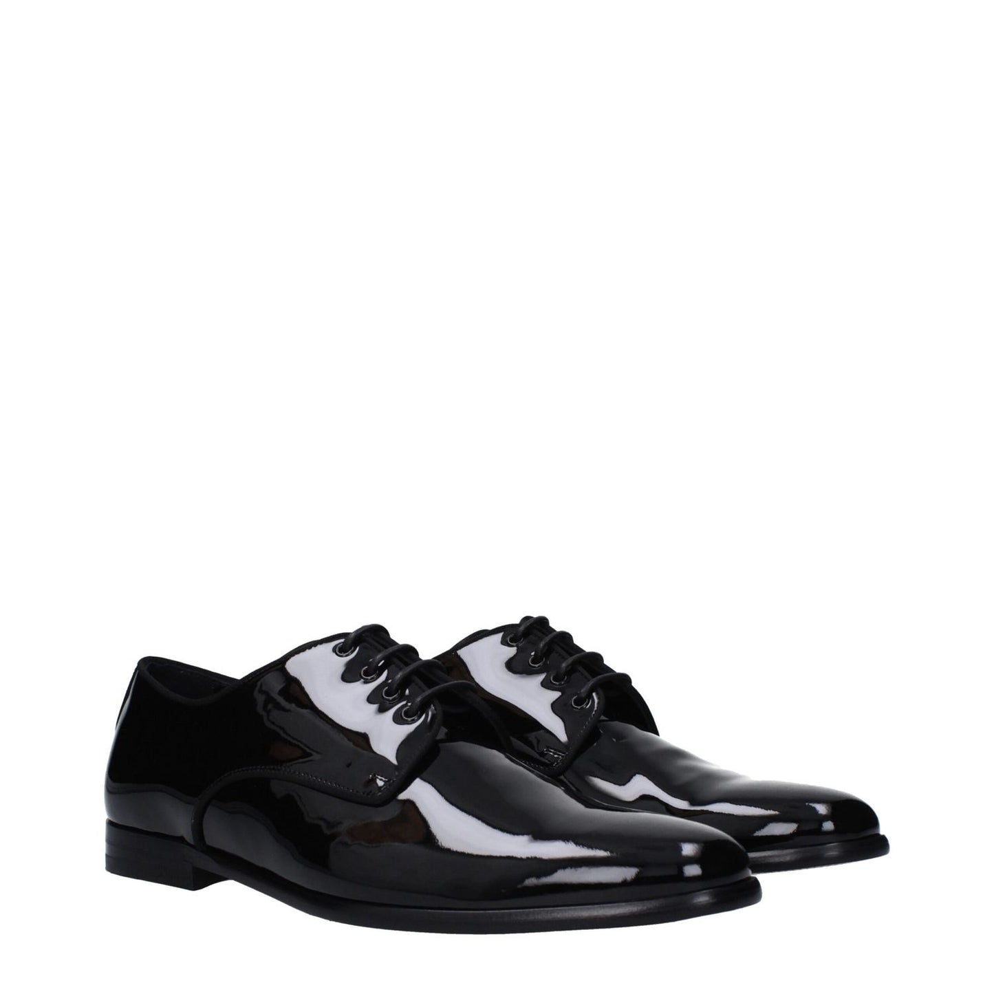 Dolce & Gabbana Black Leather Oxfords And Derbies with lace-up design and low heel.