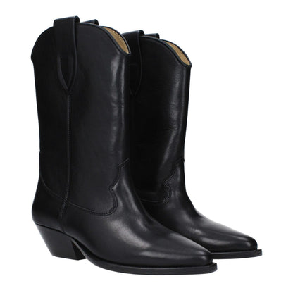 Isabel Marant Black Leather Ankle Boots, pointy toe, 4 cm heel, leather sole, mid heels, MPN BO0003FAA3A03S01BK, stylish and elegant design.