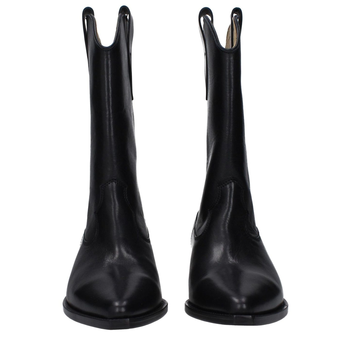 Isabel Marant Black Leather Ankle Boots with pointy toe, featuring a 4 cm mid heel and leather sole, style BO0003FAA3A03S01BK.