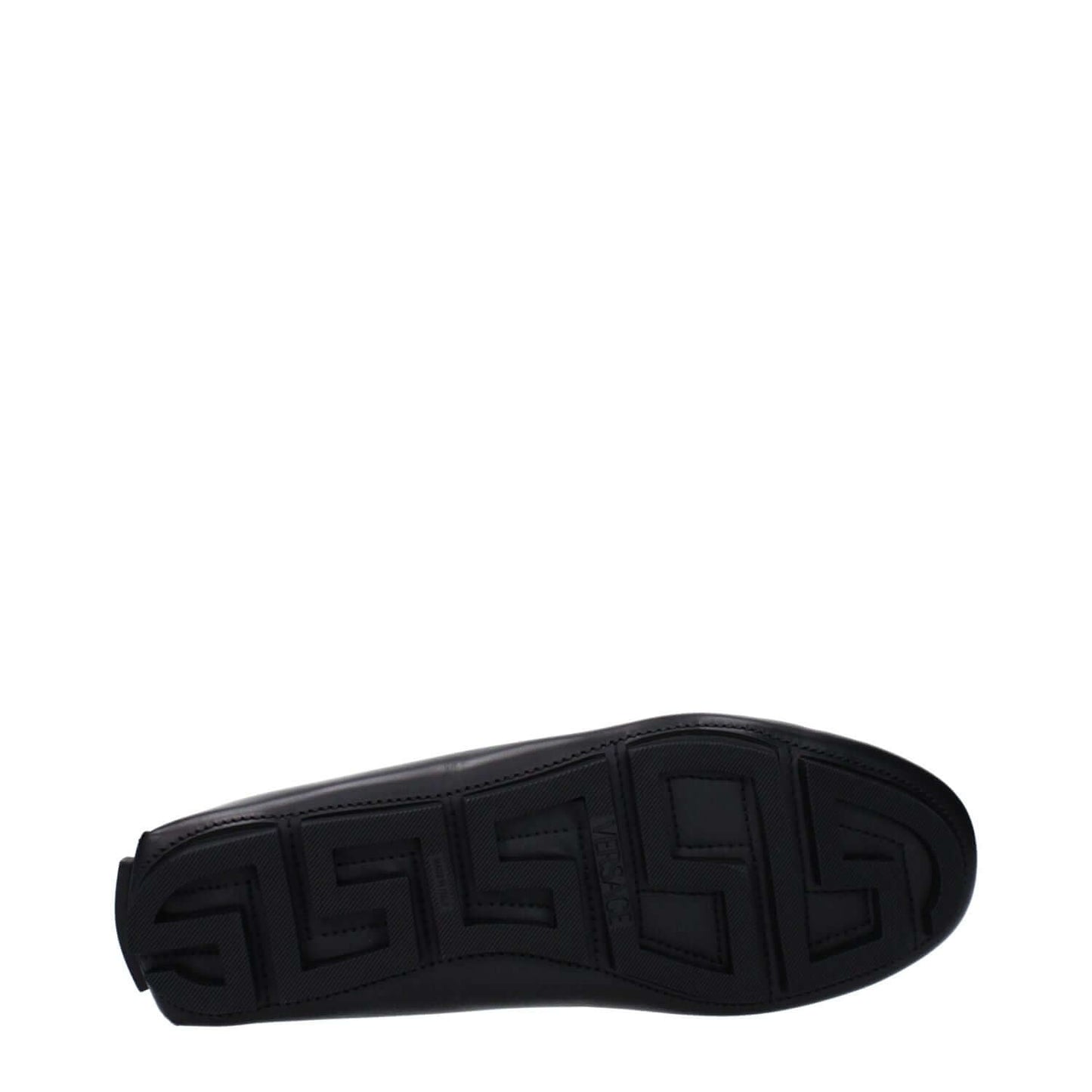 Versace Black Leather Slip-On Loafers