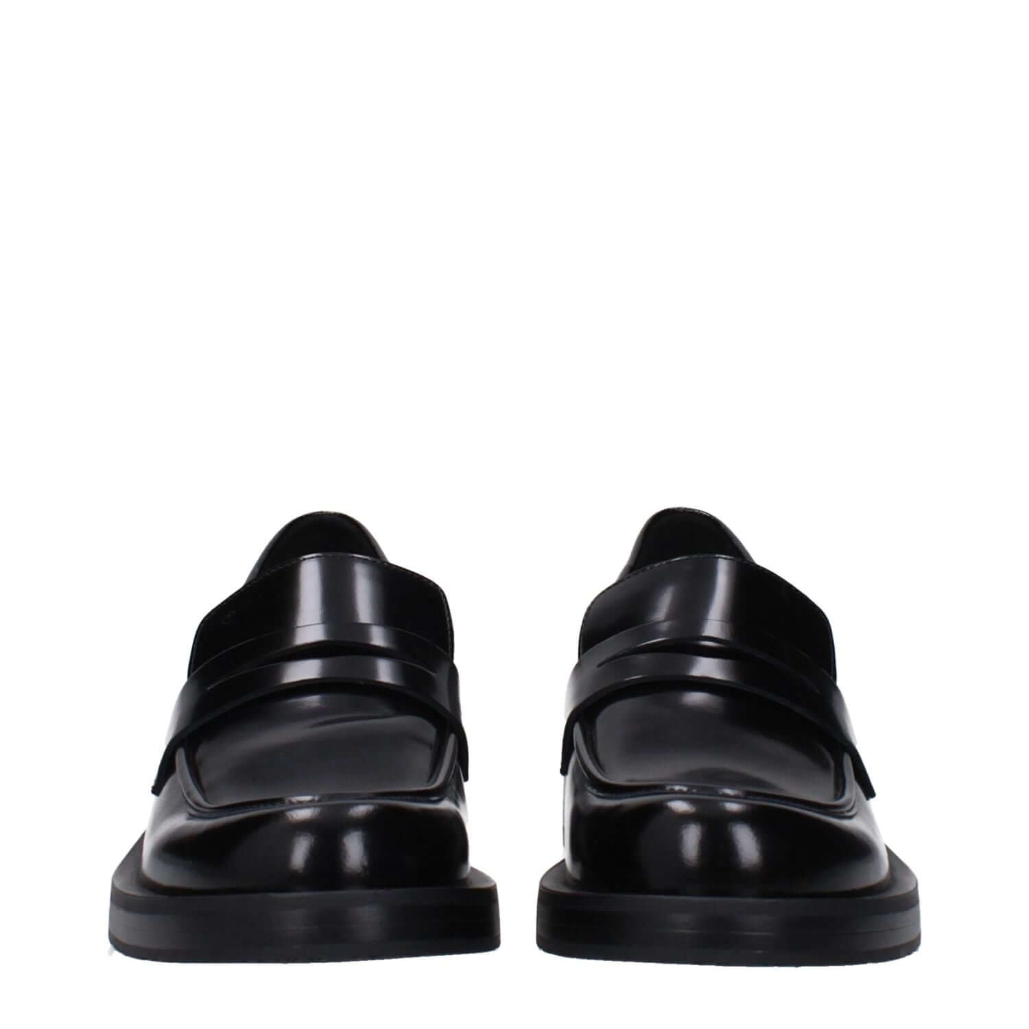 Stuart Weitzman Black Leather Slip-On Loafers