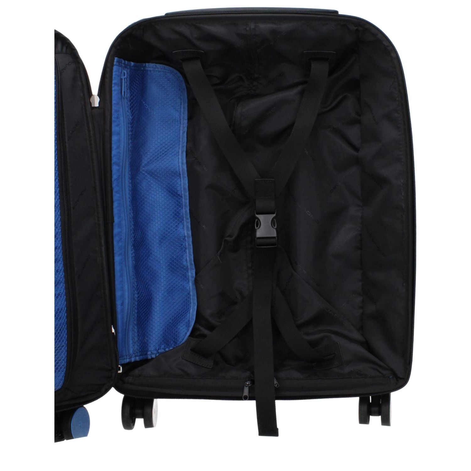 Front view with bag zipped and handles upright.