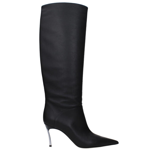 Casadei Black Leather High Heel Boots CA-15063756308745-EU36/US6
