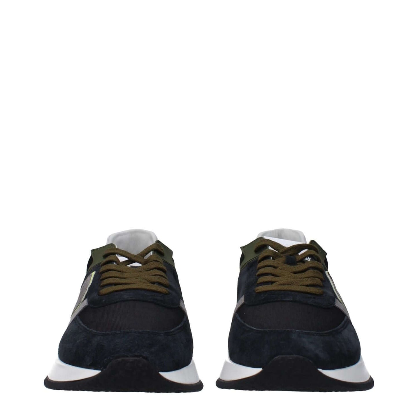 Philippe Model Blue Leather Athletic Sneakers front view with suede design, MPN TYLURTCAMOSCIOTB301, code F83324, featuring logos and side detail.