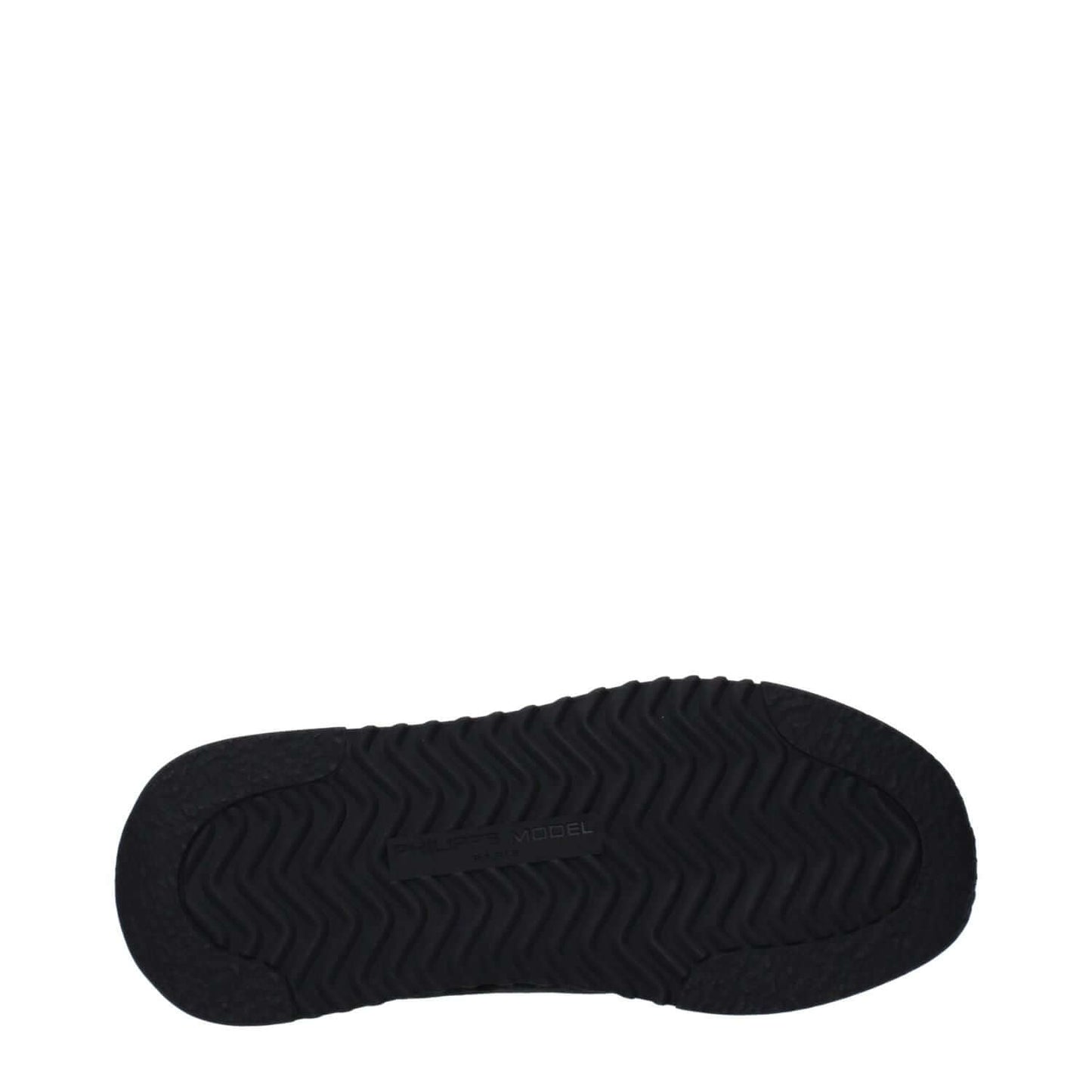 Sole of Philippe Model Blue Leather Athletic Sneakers in black rubber with traction pattern for stability and comfort.