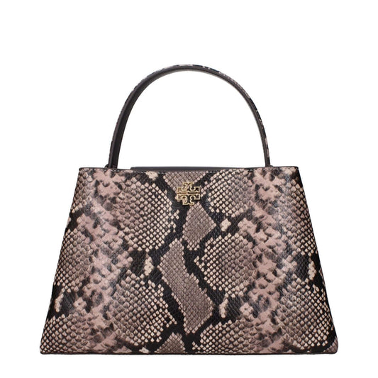 Tory Burch Pink Leather Handbag with snake print, featuring a front logo and adjustable strap, MPN 162839652, code F83424.