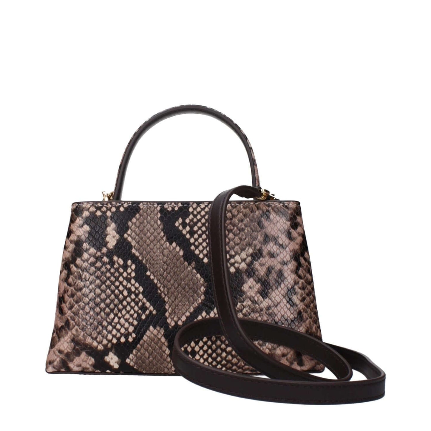 Snakeskin leather handbag with handle and shoulder strap