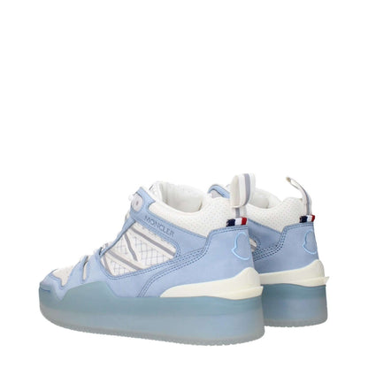 Moncler White Leather High Top Sneakers with logos and blue detail, MPN 4M00150M2554P70, code F83588, featuring sleek design and comfort.