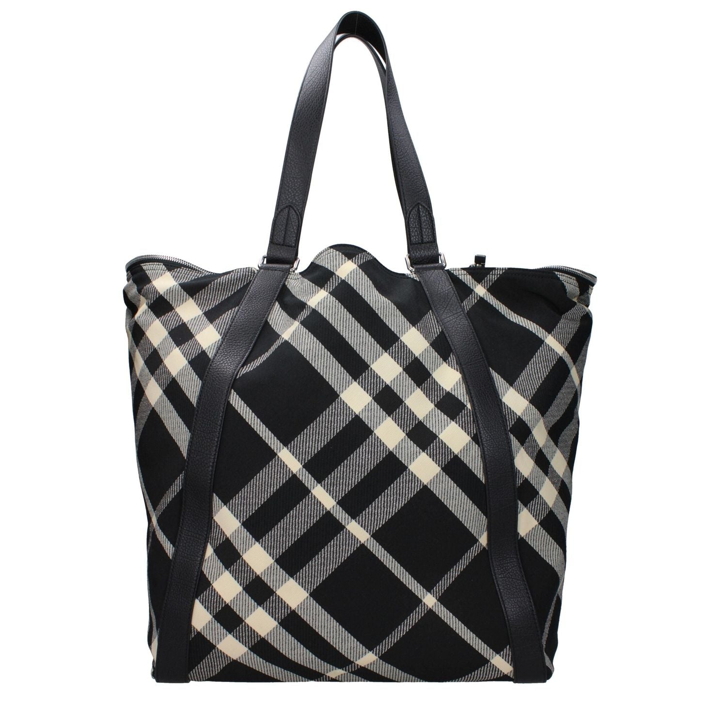 Front view with bag zipped and handles upright.